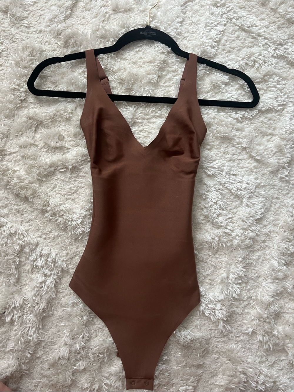 SKIMS Chocolate Brown V-Neck Bodysuit